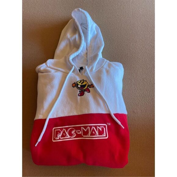 Pacman Pullover Hoodie Jacket Mens M Multicolor White Fleece Lined Colorblock - Picture 1 of 6